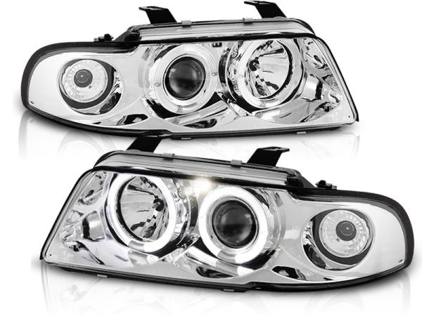 LED Angel Eyes Scheinwerfer für Audi A4 B5 94-98 chrom